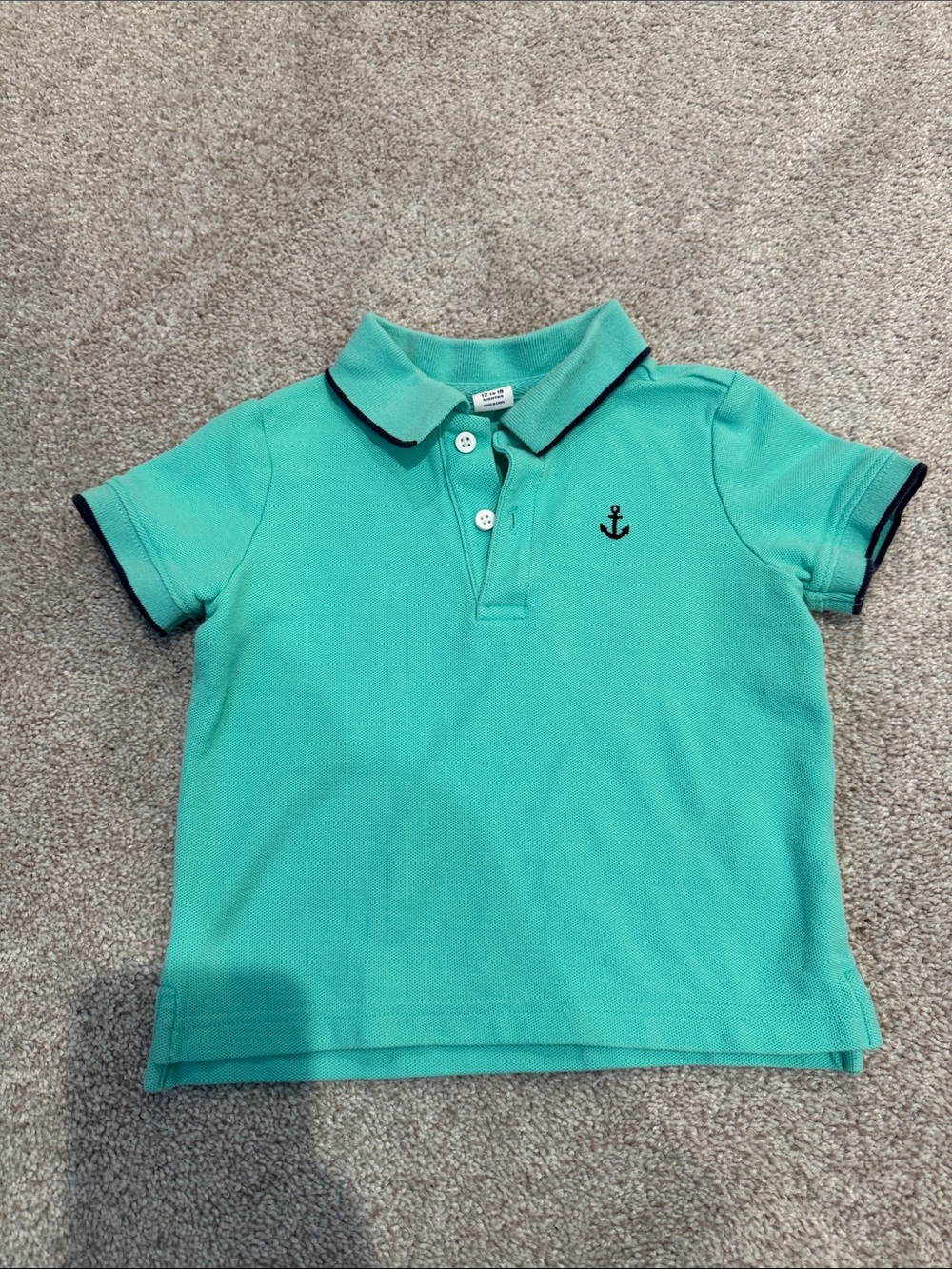Janie and Jack Polo Shirt with Anchor Detail - Aqua